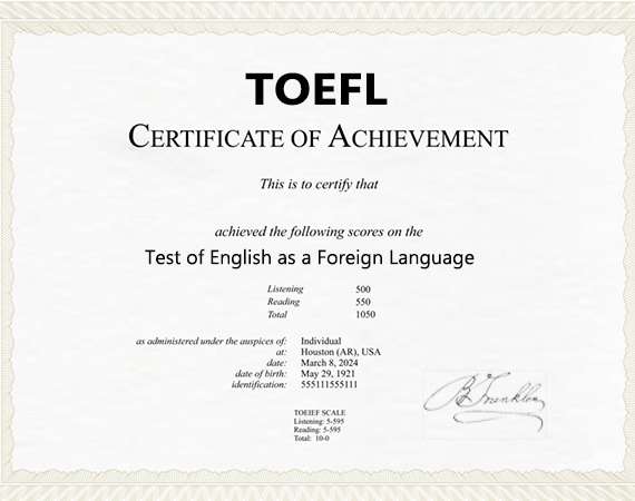 Buy TOEFL Certificate online